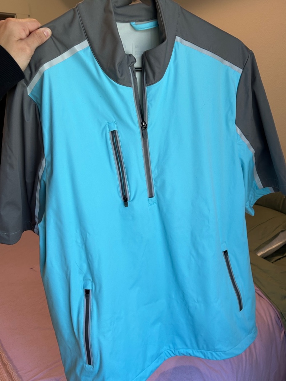 Above the Links 1/4 Zip Golf Lightweight Pullover Men’s Medium Aqua/Gunmetal